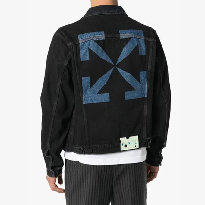 FW20 Arrow Printed Denim Jacket Men Black