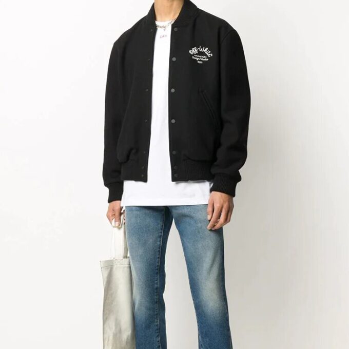 FW20 Arrows Printing Baseball Jacket Men Black
