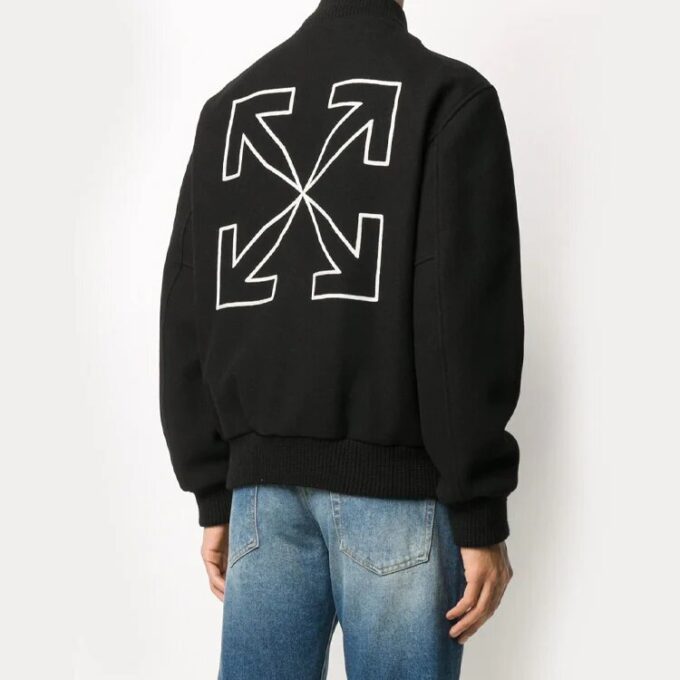FW20 Arrows Printing Baseball Jacket Men Black