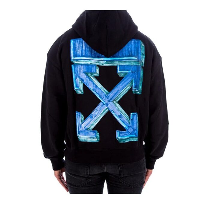 FW20 Arrows Printing Hooded Pullover Men Black