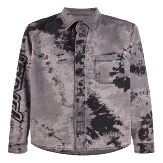 FW20 Back Arrow Logo Tie-dyed Denim Shirt Men Black