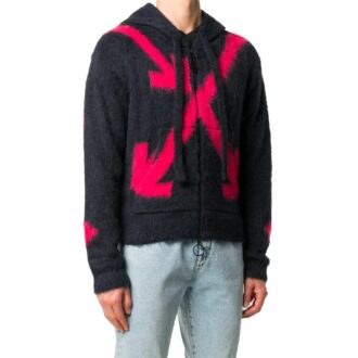 FW20 Fuzzy Arrows Arrow Hooded Long-sleeve Sweater Men’ s Black