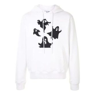 FW20 Ghost Printing Hooded Pullover Men White