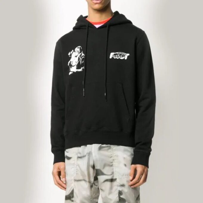 FW20 Kissing Printing Hooded Pullover Men Black