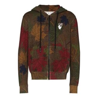 FW20 Leaf Camouflage Applique Hooded Sweater Men’ s Khaki/Green