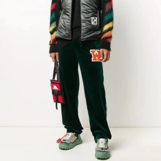 FW20 Logo-Patch Velvet-Effect Trousers