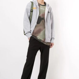 FW20 Logo Printing Zipper Hooded Jacket Men Grey