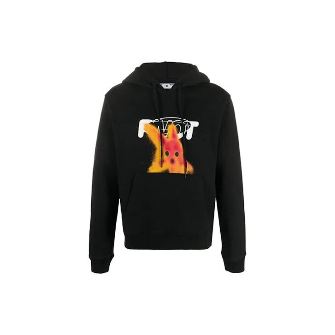 FW20 Pivot Fish Printing Hooded Pullover Men Black