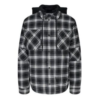 FW20 Plaid Hooded Long-sleeve Coat Men’ s Black