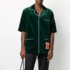 FW20 Short-Sleeved Shirt Velet short-sleeve Shirt Men’ s Green