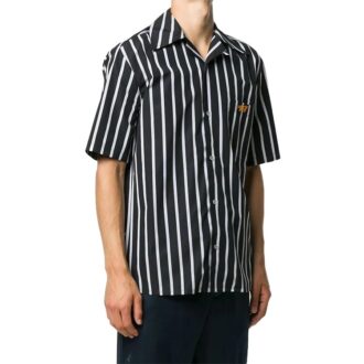 Fw20 Stripe Pattern Bowling Shape Short Sleeve Shirt