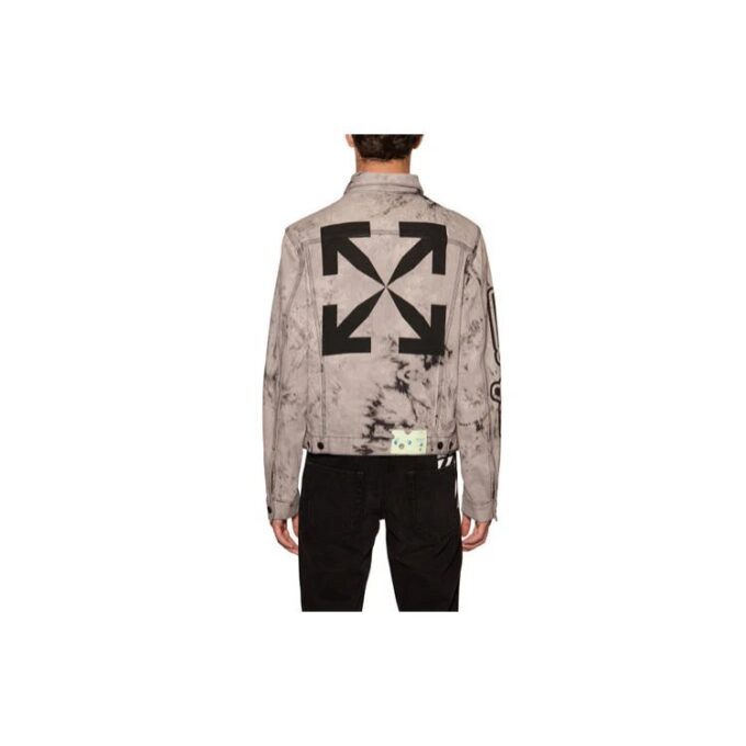 FW20 Tie-dye Printed Denim Jacket Men Grey