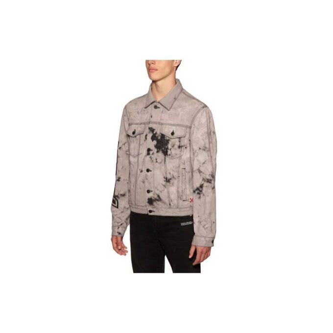 FW20 Tie-dye Printed Denim Jacket Men Grey