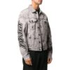 FW20 Tie-dye Printed Denim Jacket Men Grey