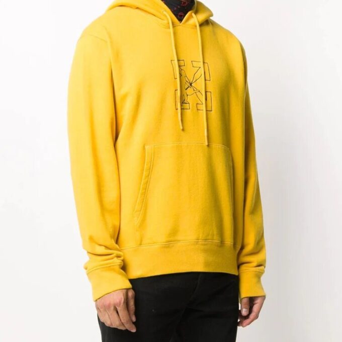 FW20 Workers Logo Printing Hooded Pullover Men Yellow