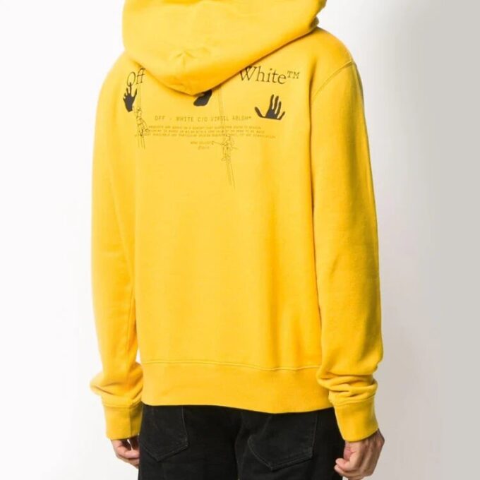 FW20 Workers Logo Printing Hooded Pullover Men Yellow