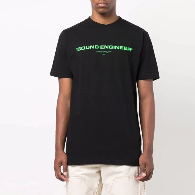 FW21 Alphabet Printing Pattern Short Sleeve Ordinary Version Black