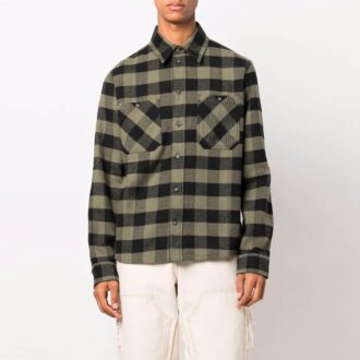 FW21 Arrow flannel Plaid Long Sleeves Shirt Loose Fit Yellow