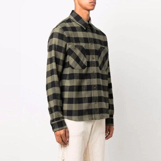 FW21 Arrow flannel Plaid Long Sleeves Shirt Loose Fit Yellow