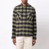FW21 Arrow Pattern Logo Printing Plaid hooded Long Sleeves Shirt Version Green