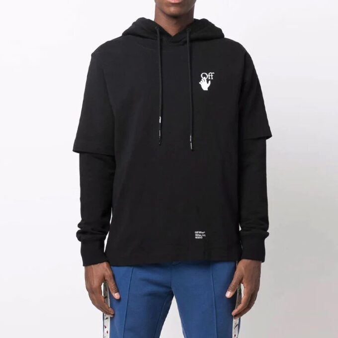 FW21 Arrow Pattern Printing Double Layer Sleeve Version Black