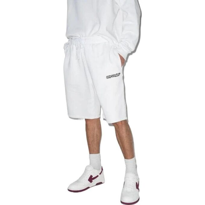 FW21 Arrow Pattern Sports Shorts Loose Fit White