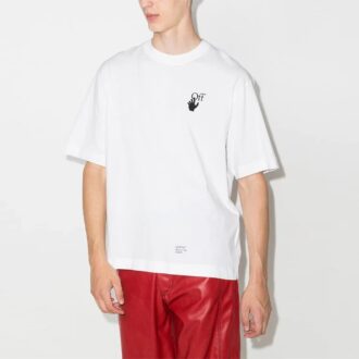 FW21 Caravaggio Arrow Pattern Round Neck Short Sleeve Loose Fit White