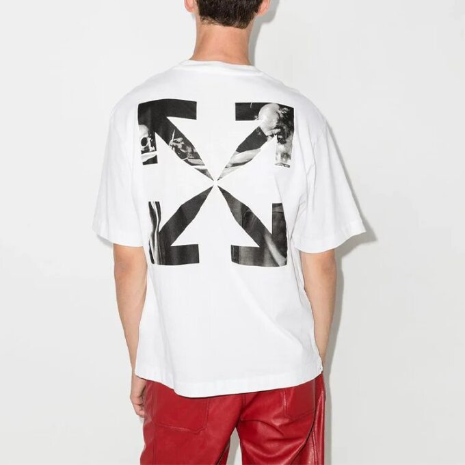 FW21 Caravaggio Arrow Pattern Round Neck Short Sleeve Loose Fit White