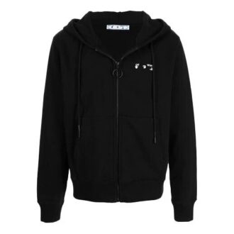 FW21 Casual Logo Printing Zipper Hooded Jacket Loose Fit Black