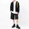 FW21 Casual Logo Printing Zipper Hooded Jacket Loose Fit Black