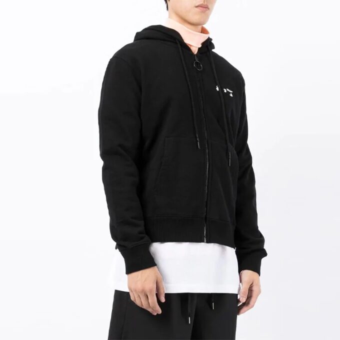 FW21 Casual Logo Printing Zipper Hooded Jacket Loose Fit Black