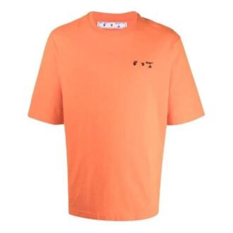 FW21 Chest Logo Printing Round Neck Short Sleeve Ordinary Version Orange