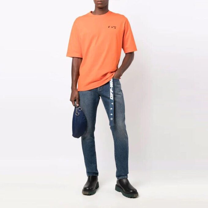 FW21 Chest Logo Printing Round Neck Short Sleeve Ordinary Version Orange