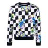 FW21 Flowers Printing Plaid Round Neck Pullover Version Black