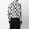 FW21 Flowers Printing Plaid Round Neck Pullover Version Black