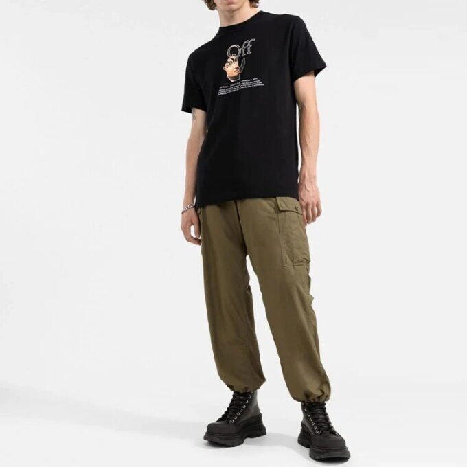 FW21 Funny Logo Printing Round Neck Short Sleeve Ordinary Version Black