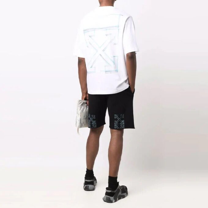 FW21 Geometry Pattern Round Neck Short Sleeve Slim Fit Version White