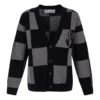 FW21 Grid Long Sleeves V neck Cardigan Ordinary Version Black