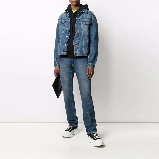 FW21 lapel Denim Jacket Version Blue