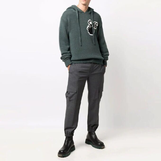 FW21 Logo Knit hooded Ordinary Version Green