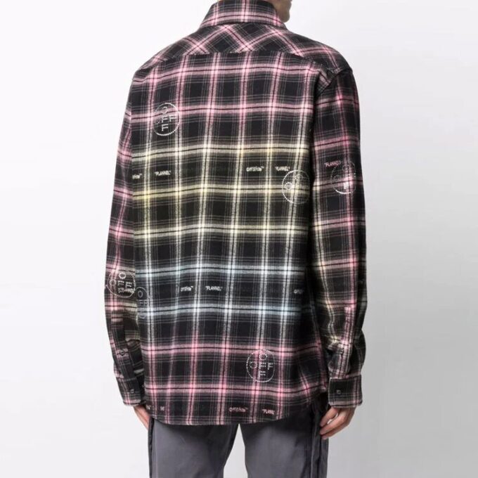 FW21 Logo Pattern Plaid Long Sleeves Shirt Loose Fit