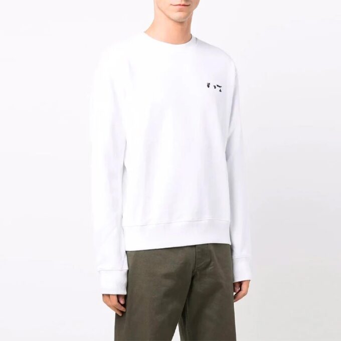 FW21 Logo Pattern Round Neck Long Sleeves Ordinary Version White