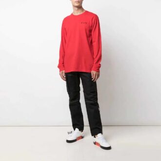 FW21 Logo Print Crewneck PulloverLong Sleeve Men’ s Red
