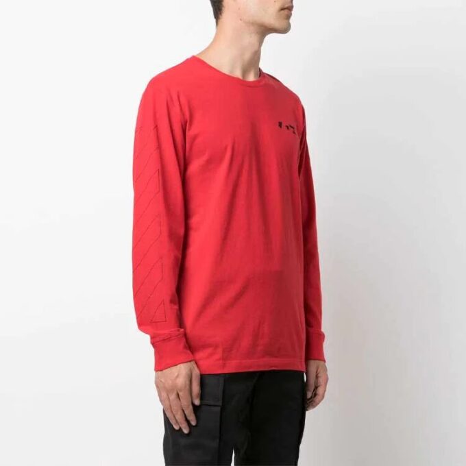 FW21 Logo Print Crewneck PulloverLong Sleeve Men’ s Red