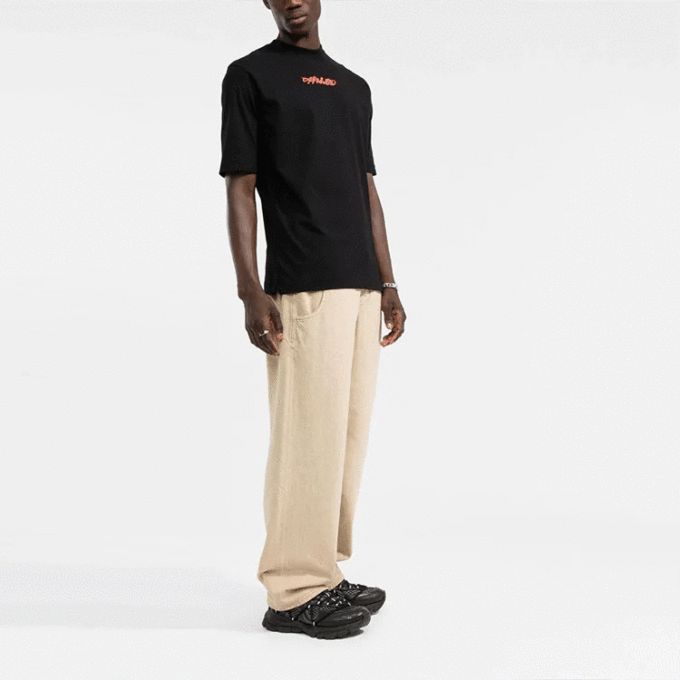 FW21 Logo Printing Arrow Pattern Round Neck Short Sleeve Ordinary Version Black