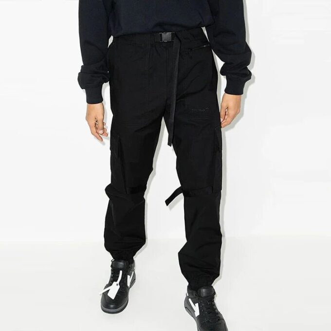 FW21 Logo Solid Color Cargo Casual Pants Ordinary Version Black