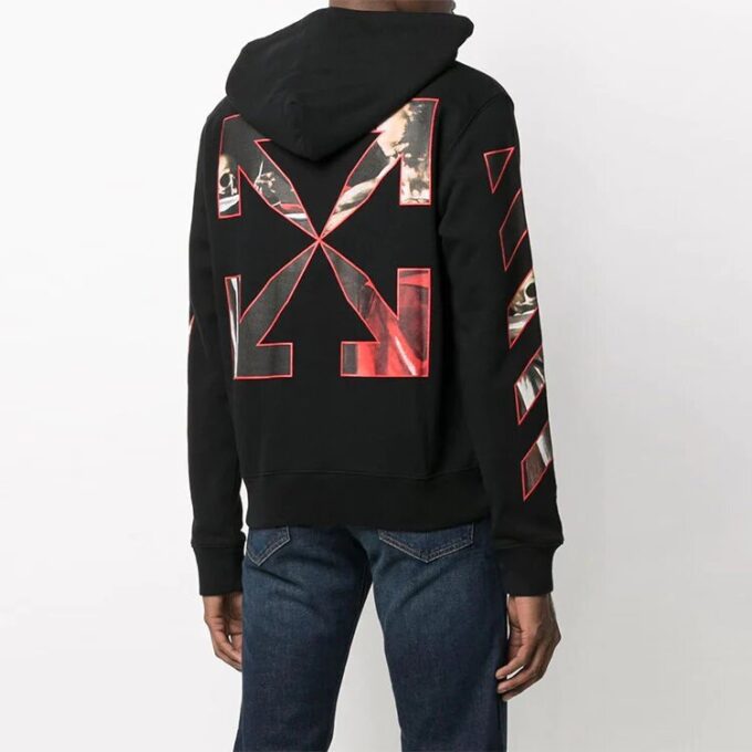 FW21 Painting Pattern Design hooded Long Sleeves Ordinary Version Black