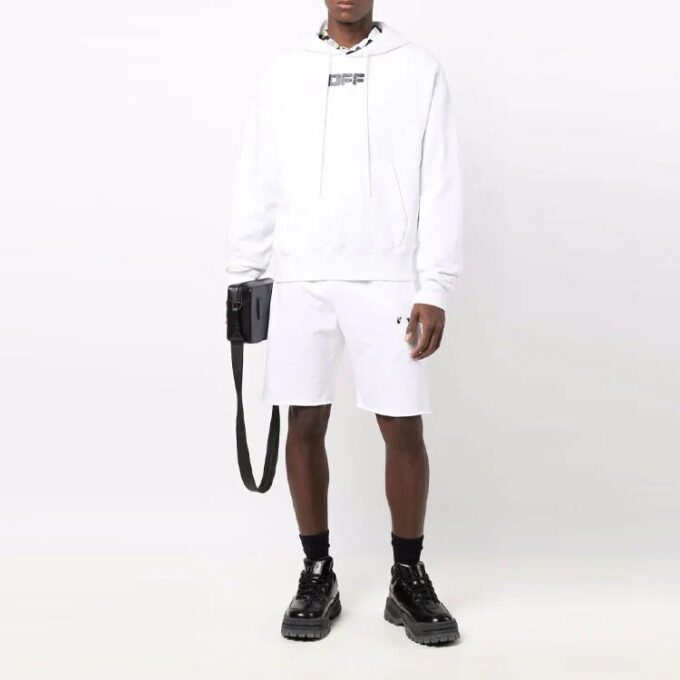 FW21 Pants Logo Printing Elastic Waistband Sports Shorts Version White