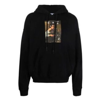 FW21 Pattern Alphabet Printing Drawstring Pullover Version Black
