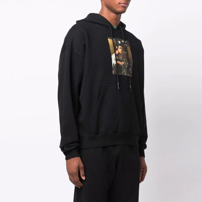 FW21 Pattern Alphabet Printing Drawstring Pullover Version Black
